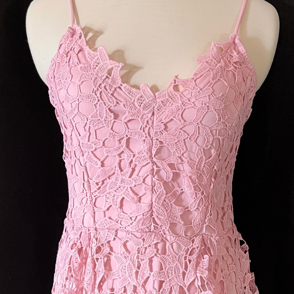 SOLD Rue21 sz L light pink crochet dress lined strappy sundress - Picture 3 of 9